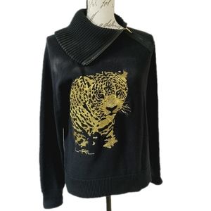 Ralph Lauren Gold Tiger Black Sweater Medium